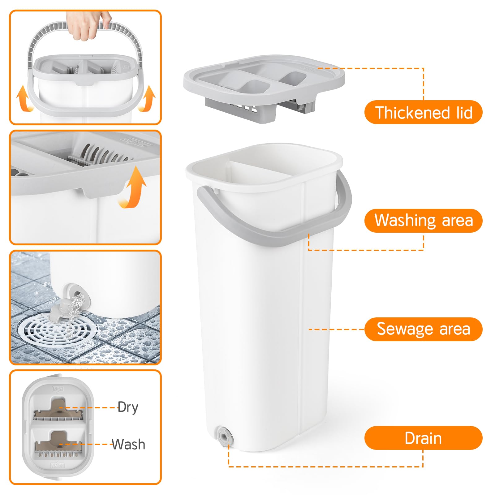 Balai à Presser – Petite Serpillère Rotative à Main, Pas De Lavage à La Main, Pour évier, Salle De Bain, Comptoir De Cuisine, Réservoir De Toilettes Shakven