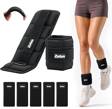 ZELUS Ultra Thin Adjustable Ankle Weights, 4/7/10 lb Fully Adjustable, Filled with Soft Iron for Slim Fit, Leg Weights for Women Men, Strength Weighted for Gym Home Yoga Walking Running Pilates