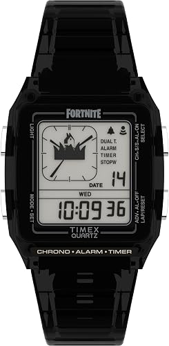 Timex Unisex Q LCA x Fortnite 35mm Watch - Black Strap Digital Dial Black Case
