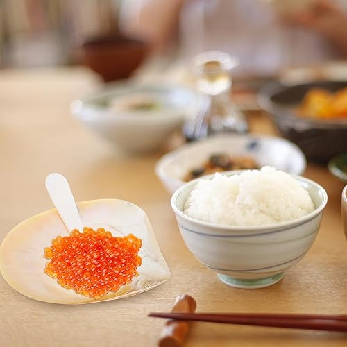 Miniatura 7 de Tofficu Plato y cuchara de cáscara plato reutilizable de 10X10CM, acabado natural, lavado a mano, para aperitivo, postre, joyería, 2 piezas, color