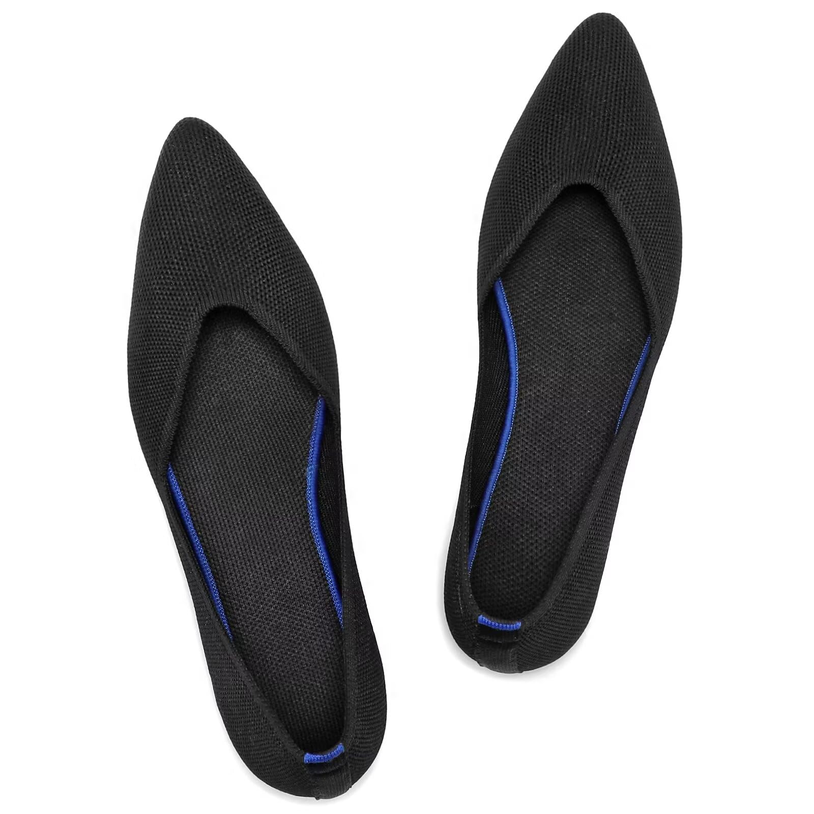 Frank Mully Scarpe basse da donna, classiche, a punta, lavorate a maglia, morbide, comode ed eleganti