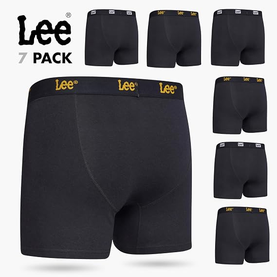 Lee Mens Underwear, 7 Pack Cotton Stretch Tagless Breathable Boxer Briefs