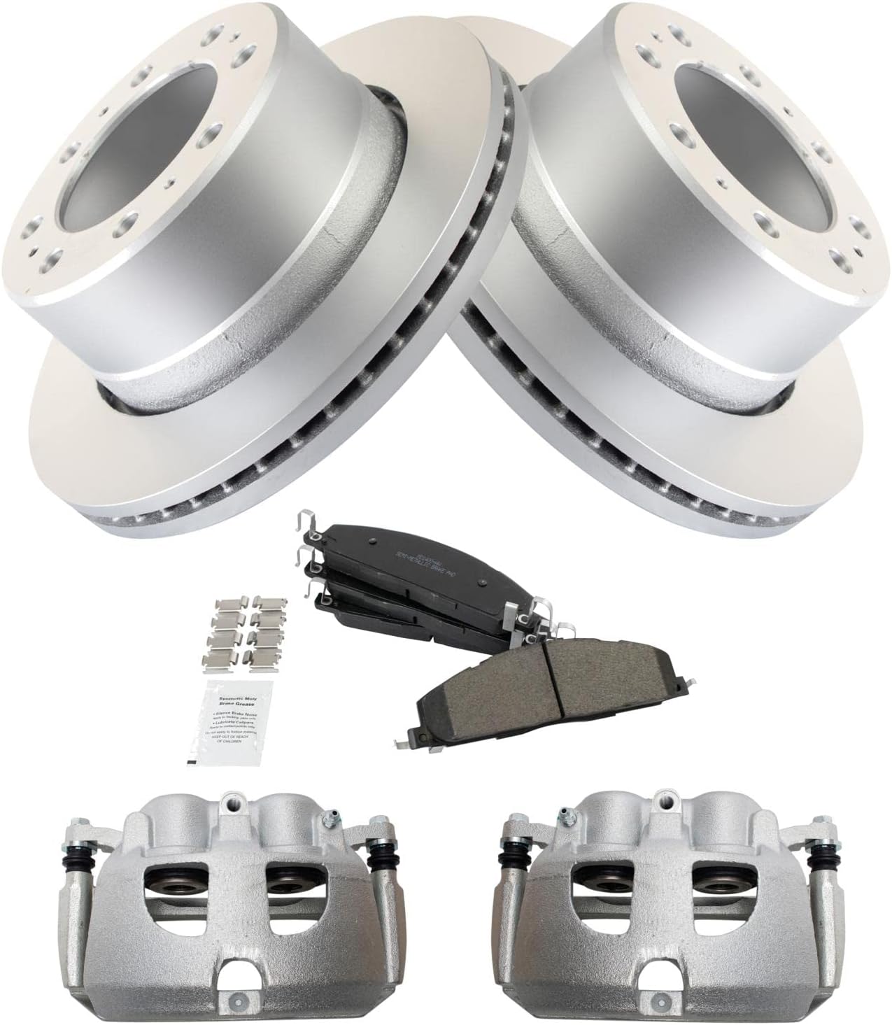 TRQ Rear Brake Pad & Rotor Kit Premium G-Coated Semi-Metallic Compatible with 2009-2010 Dodge Ram 2500 Ram 3500 2012 Ram 1500 2011-2018 2500 3500