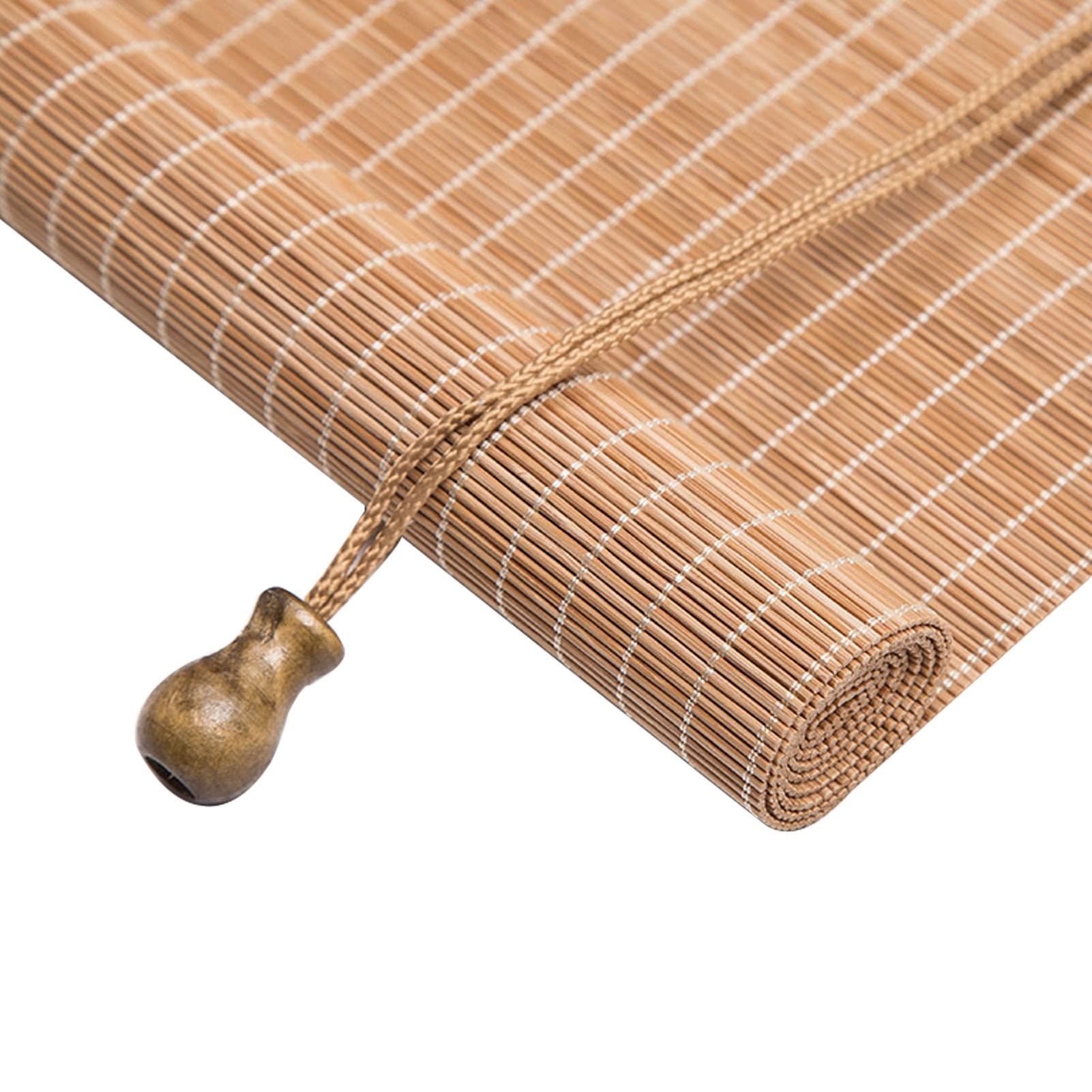 Natürliche Bambus Raffrollo, Rollo Jalousine für Türen/Balkon/Garten/Wohnzimmer, 60% Sonnenschutz Vorhänge, Holzrollos (Size : W80xH90cm/32x36inch)