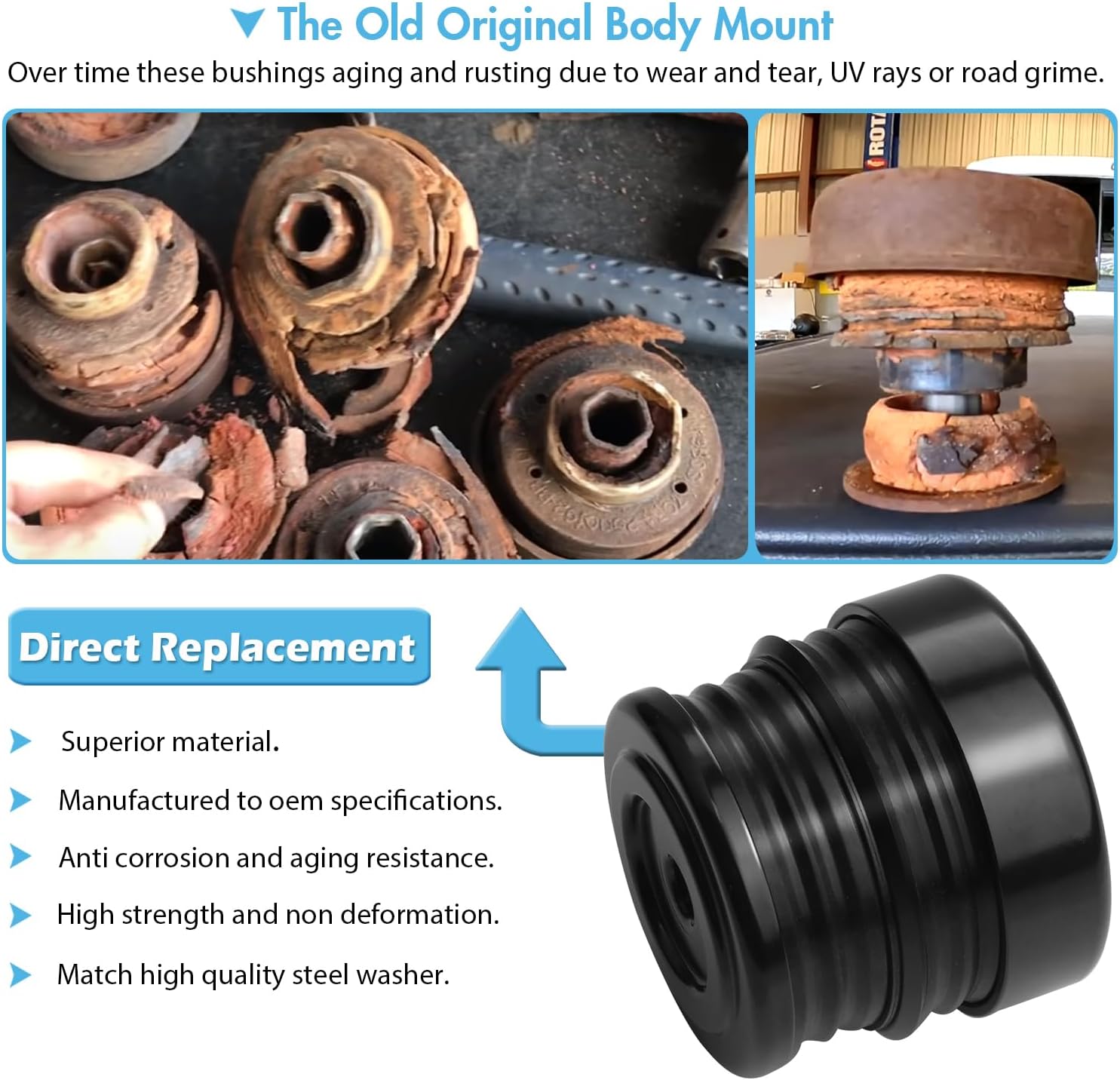 Silicone Body Mount Kit for 2008–2016 Ford F-250 F-350 Super Duty Crew Cab 2WD 4WD Premium Silicone Cab Mount Bushings to Reduce Noise & Vibration, Durable Replacement for OEM Rubber (8 Pack)