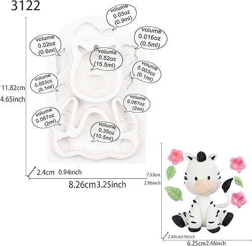 Miniatura 2 de Molde de silicona de fondant de cebra para baby shower, cumpleaños, decoración de pastel Sugarcraft, chocolate, decoración de cupcakes