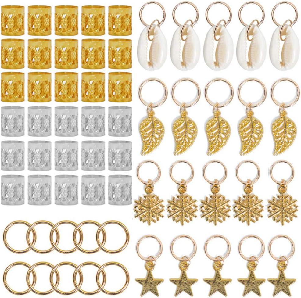 ametoys 80PCS/Set Dreadlocks Beads Metal Cuffs Hair Braid Rings Pendants Braiding Clips Hair Decorations DIY Braids Accessories