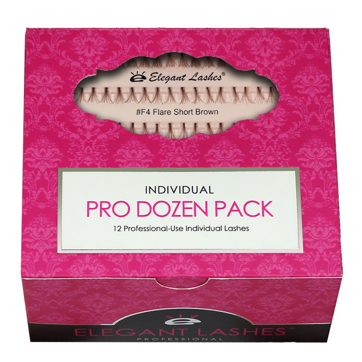 Elegant Lashes Individual Regular Flare Short Brown Eyelashes (Pro Dozen Pack - 12 Trays)