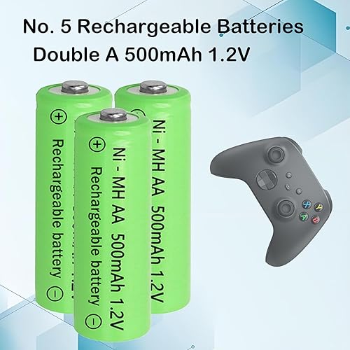 Miniatura 7 de Baterías recargables Ni-MH de tamaño AA de 500 mAh, batería precargada doble A de 1.2 V para luces solares, lámparas de césped y luces de camino (12