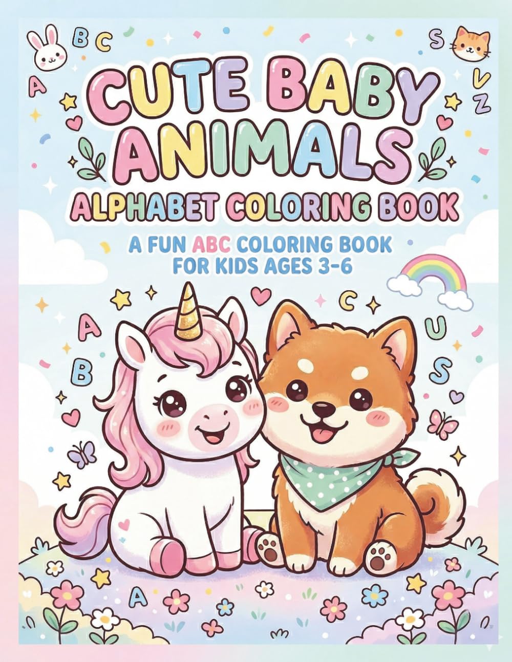 Cute Baby Animals Alphabet Coloring Book: A Fun ABC Coloring Book for Kids Ages 3–6