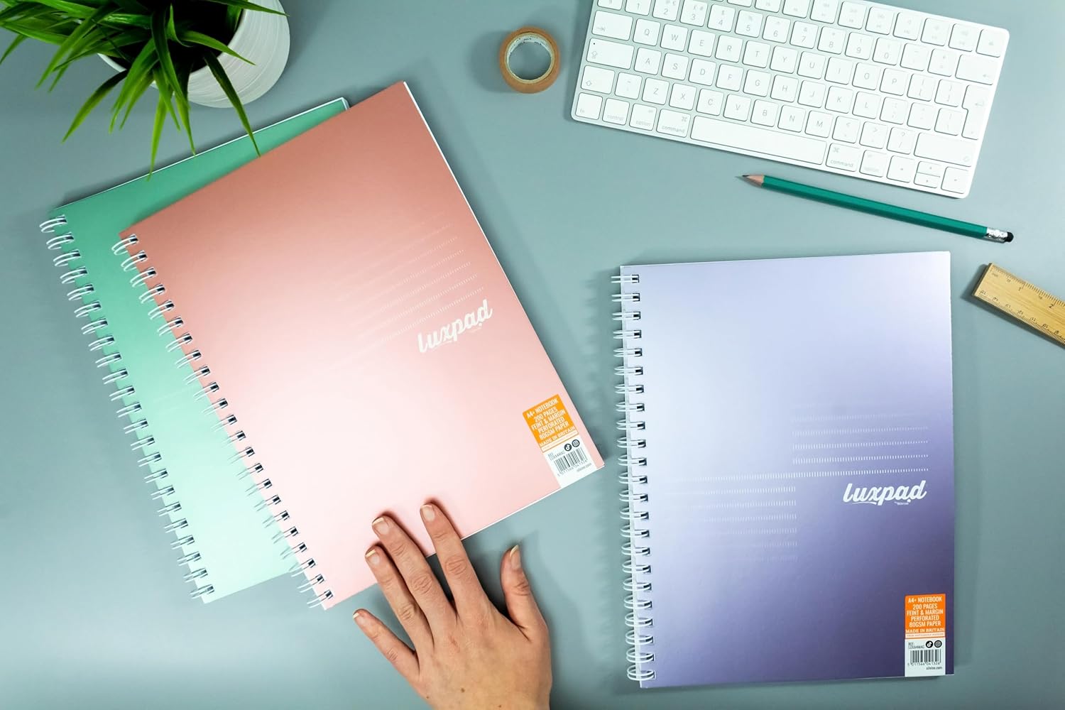 Silvine Luxpad Metallic A5+ FSC Wirebound Notebook - Lined (200 Pages) Pack of 3      Office Product
