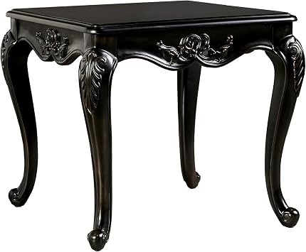 Benzara Roche Side End Table- 29 Inch- Classic Cabriole Legs- Dark Brown Solid Wood