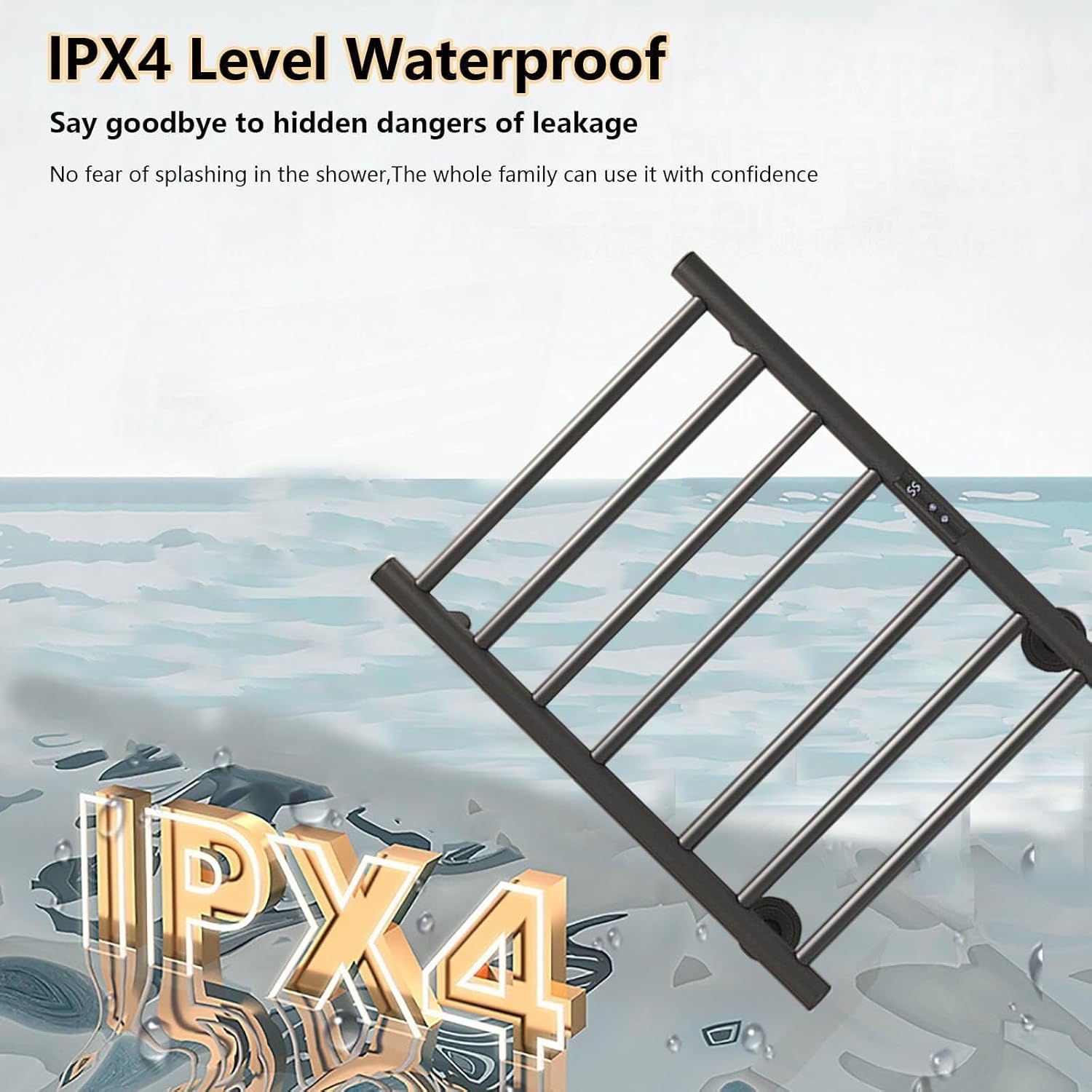 Heated Towel Rack, Electric Towel Warmer with Timer, LED Display, Adjustable Temperature Control, Wall Mounted or Plug-in Option, Waterproof, White(Black)