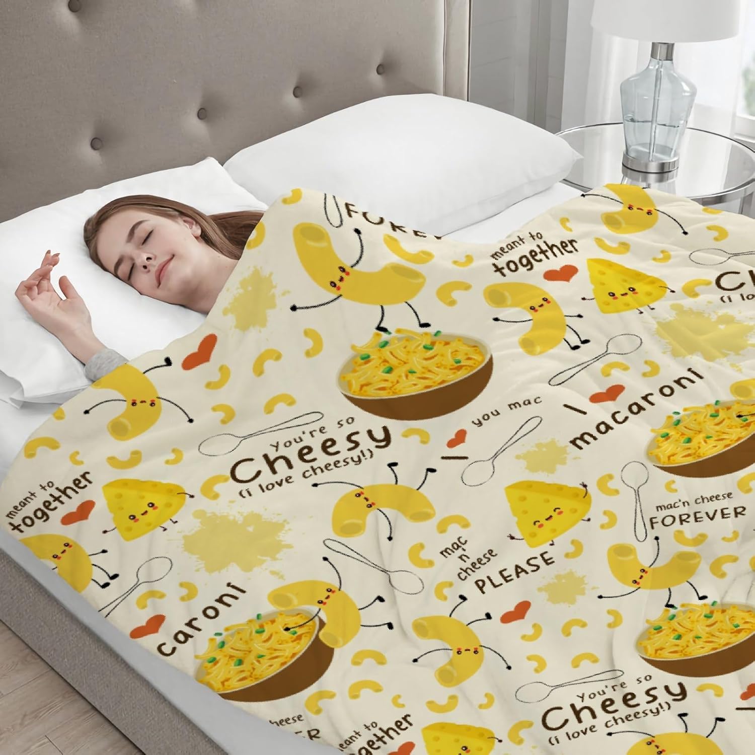 Mac and Cheese Blanket,Cute Mac n Cheese Throw Blanket,Cheese Pasta Flannel Blanket Gift for Toddler Infant Newborn,Fuzzy Warm Soft Plush Lightweight Bedding,Mac & Cheese Decors 30"x40" for Pet/Baby - Image 7