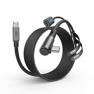 KIWI design Link Cable with Charging 16FT Compatible with Meta Quest 3s/3/2/ Pro/Pico 4 Accessories and PC/SteamVR, USB 3.0 to USB C Link Cable with 5Gbps Super Speed for Extended Gameplay, Black - Amazon product rated Grade A