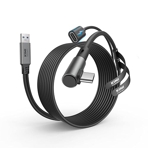 KIWI design Link Cable with Charging 5M Compatible with Meta Quest 3s Quest 3 Quest 2/Pro/Pico 4 Accessories and PC/SteamVR, USB 3.0 to USB C Link Cable with 5Gbps Super Speed, for Extended Gameplay - Black