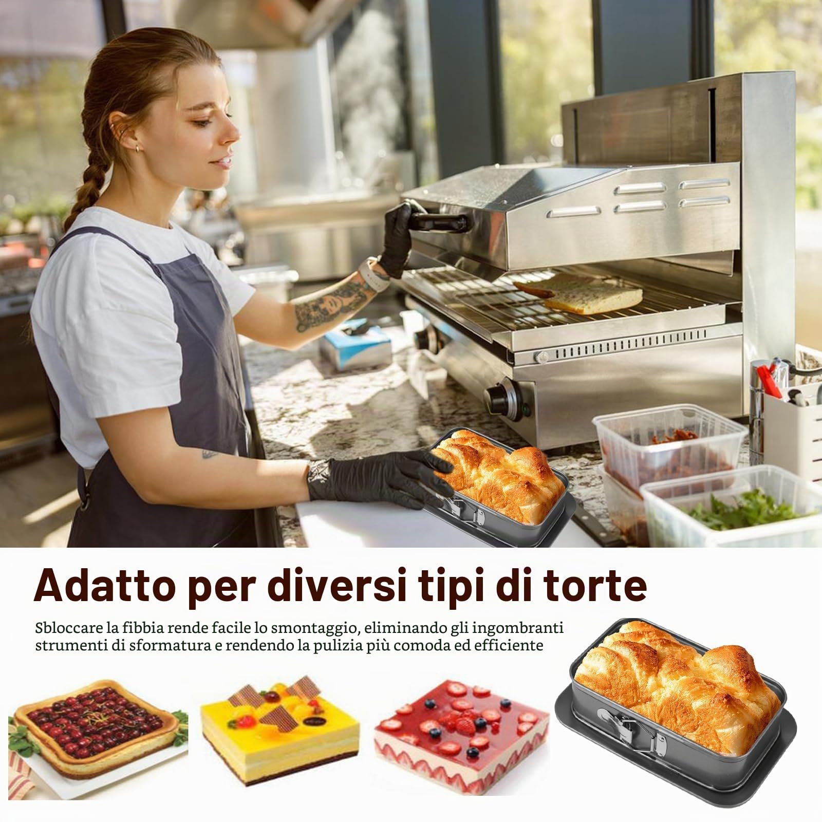 Teglia apribile rettangolare 28 x 18 cm, ispirazione, contenitore rettangolare primaverile, stampo da forno quadrato, a prova di perdite, antiaderente, perfetto per torte e torte