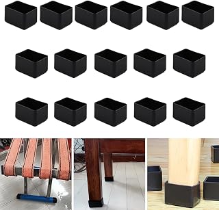 16 protectores rectangulares de silicona de 20 x 30 mm, tapas negras para patas de silla, protectores de patas de muebles, tapas de patas de taburete para evitar arañazos en el suelo de madera dura y