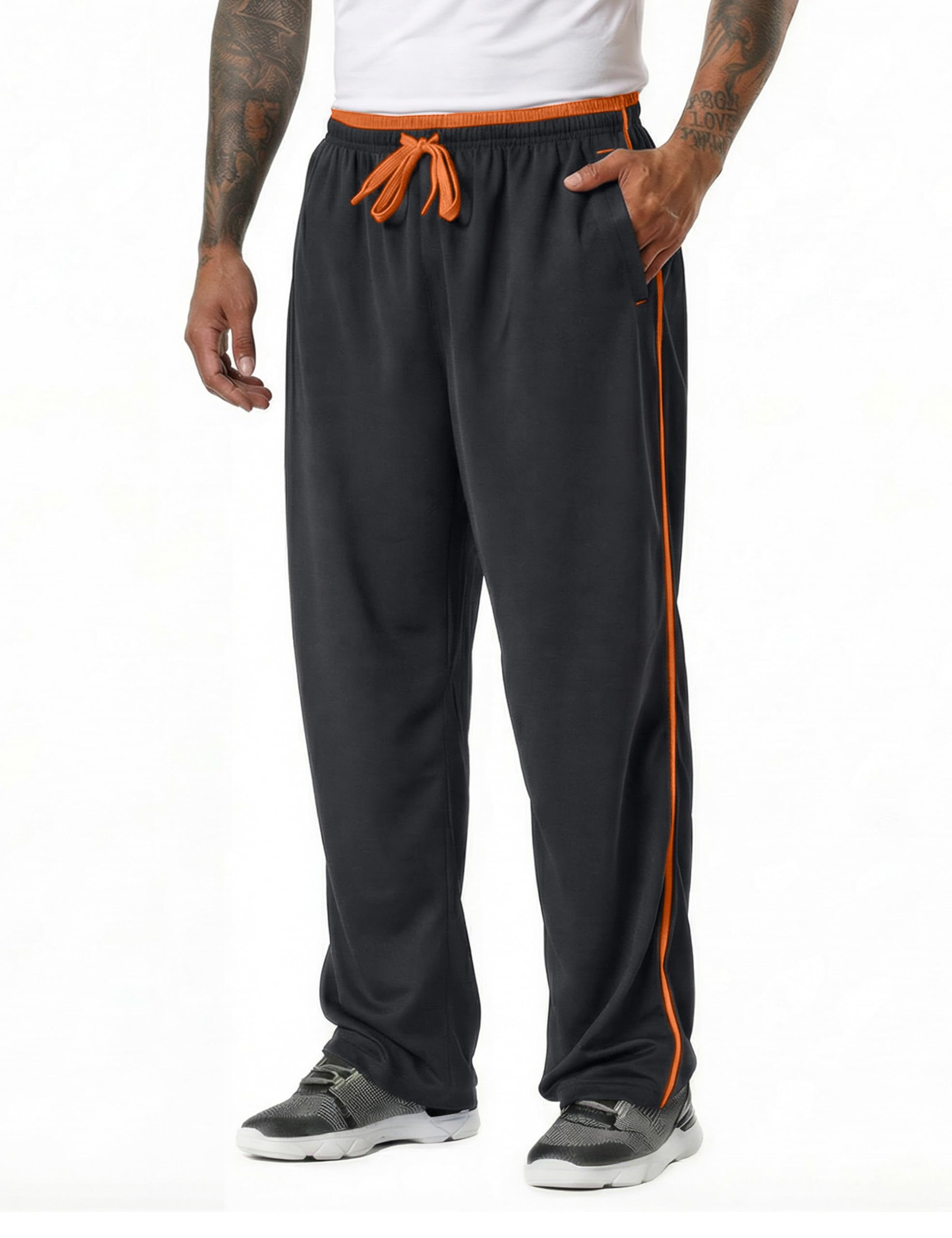 EKLENTSON Herren Trainingshose Jogginghose Mesh Fußball Fitness Schnell Trocknende Hose mit Reißverschlusstaschen