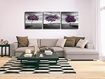 Pyradecor 3 Panels Purple Trees Large Modern Gallery Wrapped Landscape Artwork Giclee Canvas Prints Fall Forest Pictures Paintings on Canvas Wall Art for Living Room Bedroom Home Office Decor