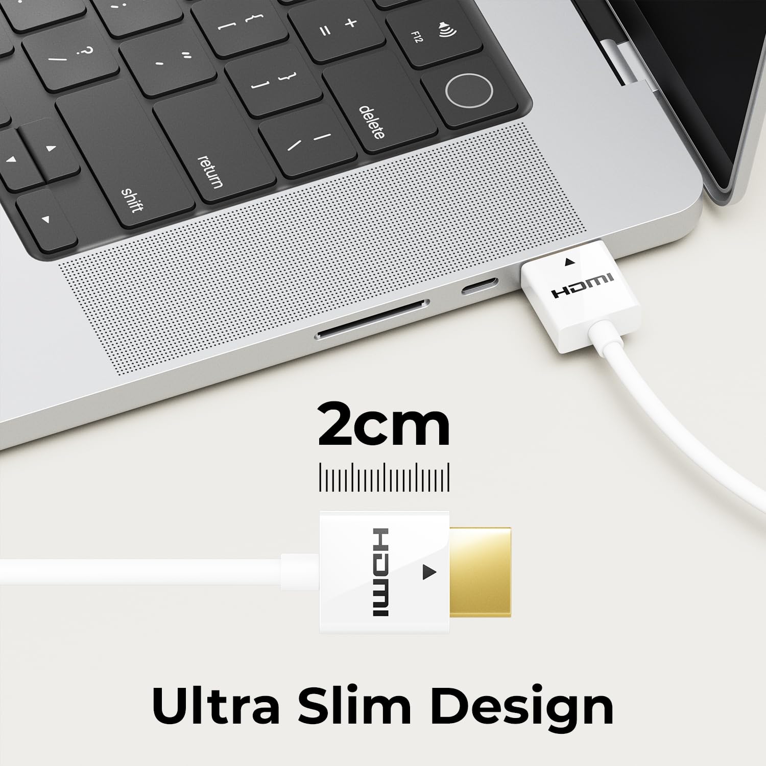 deleyCON 1,5m Cavo HDMI Slim (Cavo HDMI Piccolo e Flessibile) 4K Cavo HDMI 2.0 1080P 2160P UHD ARC HDR 3D per TV, Monitor, Proiettore, Laptop, Notebook, PC, Computer, PS4, PS5, Xbox - Bianco