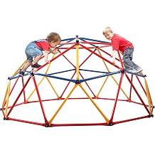 Nyeekoy 7ft Climbing Dome, Outdoor Geometric Dome Climber for Kids Ages 3-8, Toddler Jungle Gym, Metal, Anti-Rust, Playground Climbing Structures for Backyards, Supporting 500lbs, Red & Blue & Yellow
