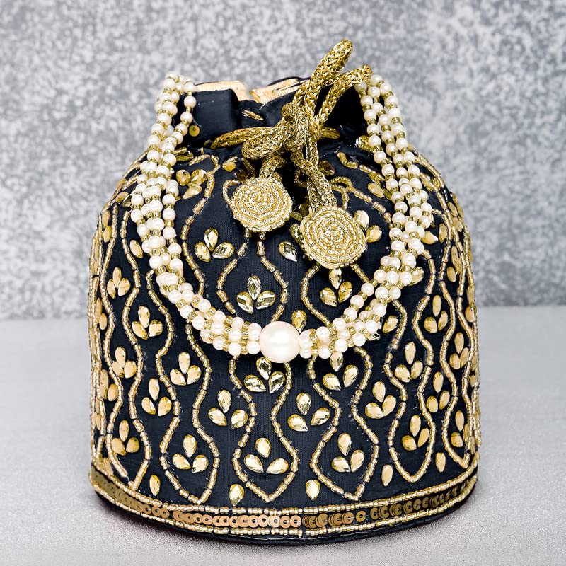 Image of Aheli Potli Bag Gift for Women Handmade Evening Wristlet Handbag Stylish Bridal Purse Fashion Bag