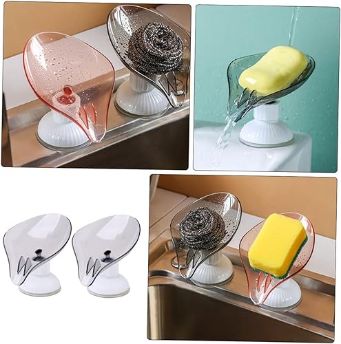 Miniatura 3 de Jabonera giratoria de hojas autodrenantes para baño y cocina, bandeja de jabón para limpieza fácil y secado rápido