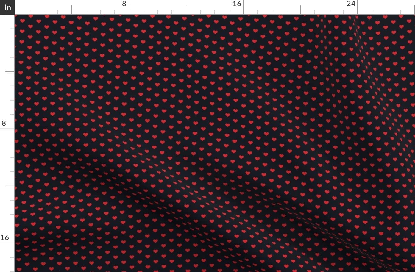 Spoonflower Fabric - Hearts Red Black Valentine Printed on Organic Cotton Sateen Fabric by The Yard - Sewing Quilting Apparel Home Decor