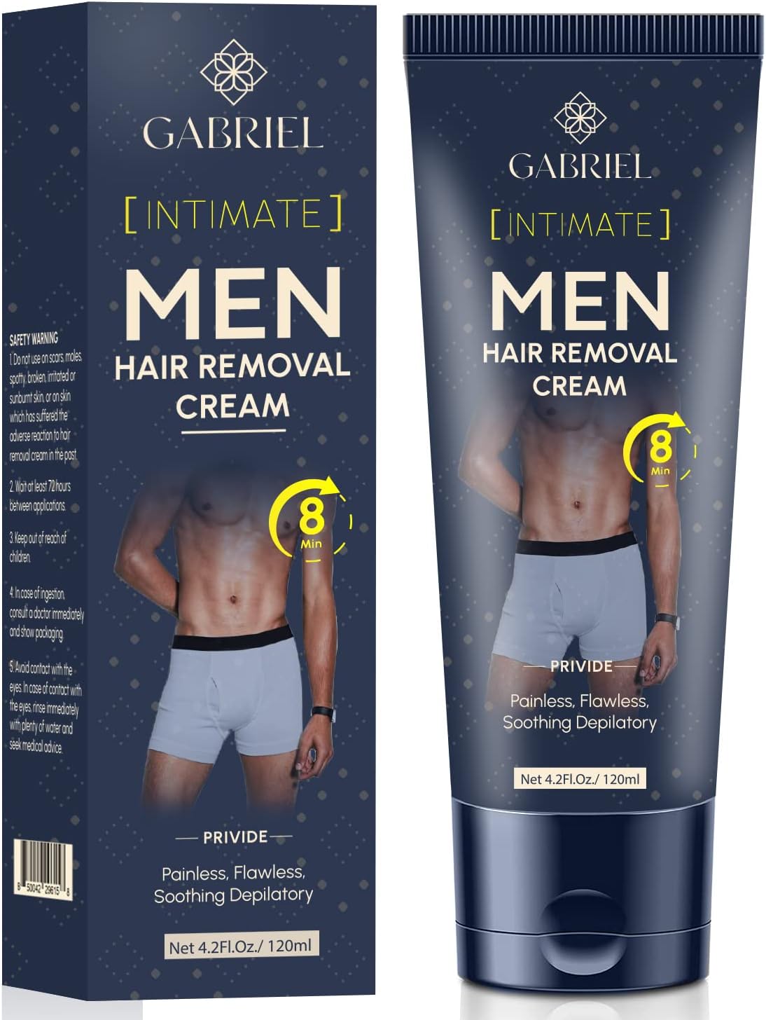 Intimate/Private Hair Removal Cream, Fast & Effective Hair Remover for Men's Underarm, Chest, Back, Legs, and Arms, 4.2 fl oz