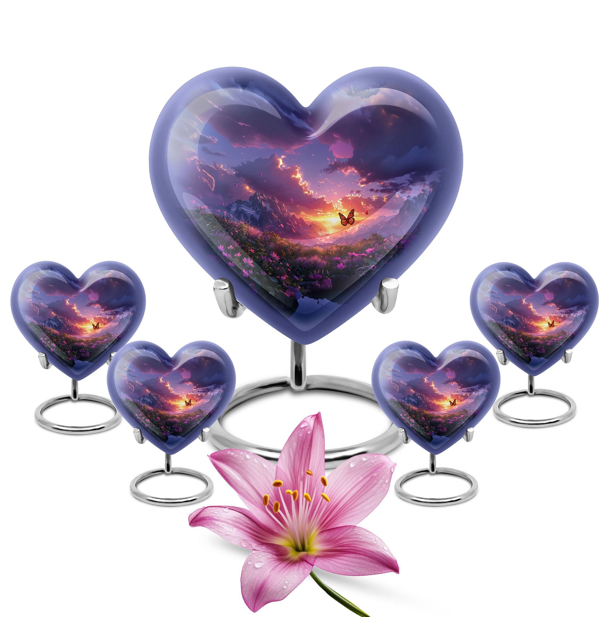 YATHABHISA Sunset Butterfly Urns For Ashes, Large Human Urn, Heart Urns For Human Ashes, Urn For Ashes Adult Male, Urn For Ashes For Women, Memorial Keepsakes For Ashes, Cremation Urns For Human Ashes