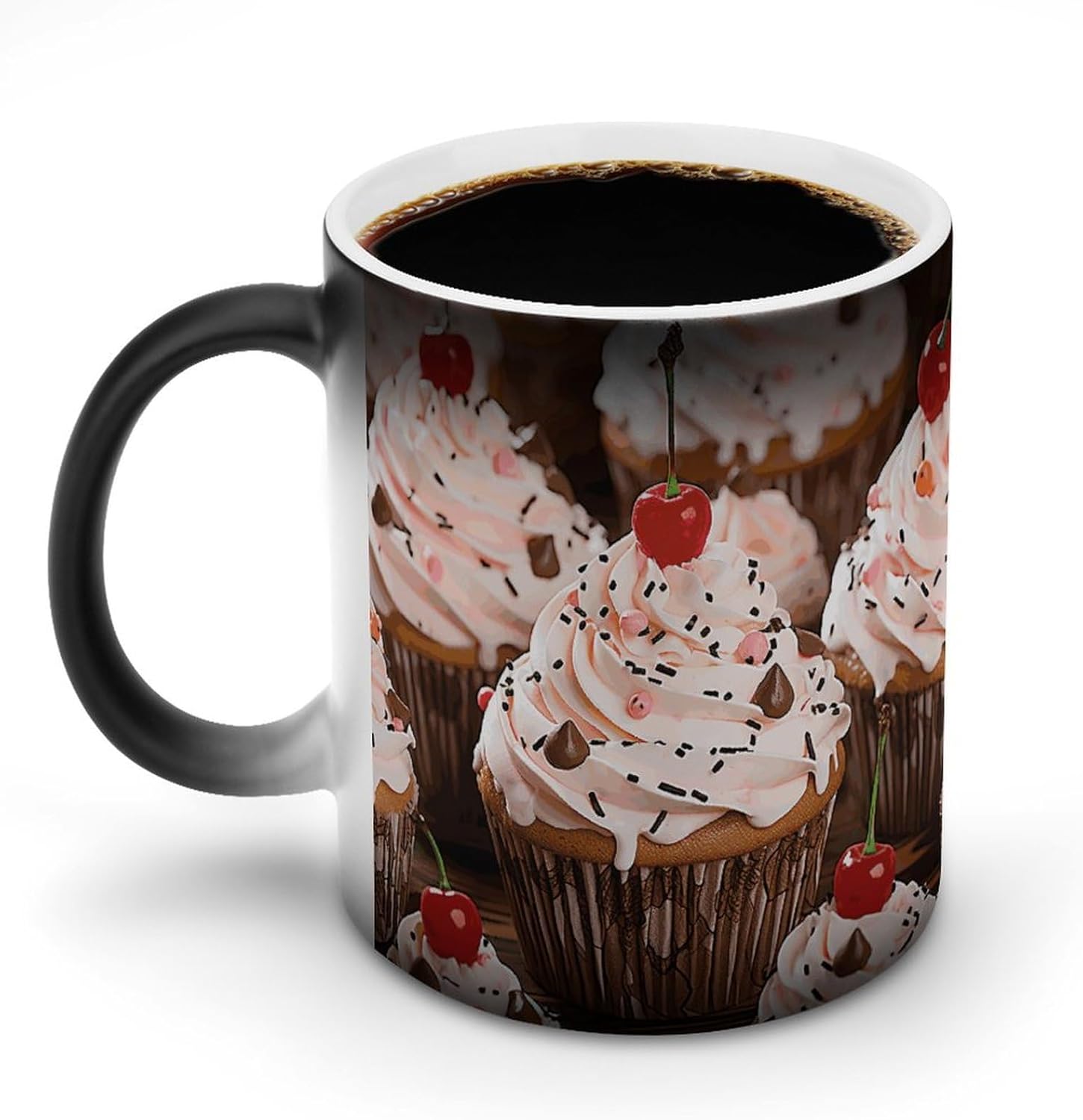Color Changing Cups,Cupcake And Muffin Printed 11 Oz Ceramic Cups for Birthday Men Women