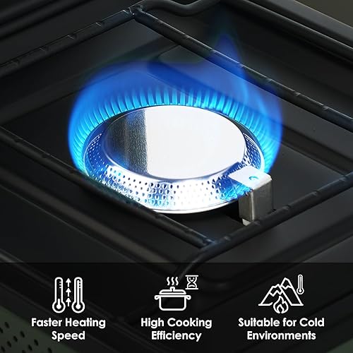 Miniatura 4 de Estufa de campamento de 2 quemadores con bolsa de transporte, estufa de campamento de propano plegable con 17,200 BTU para campamento, estufa de gas