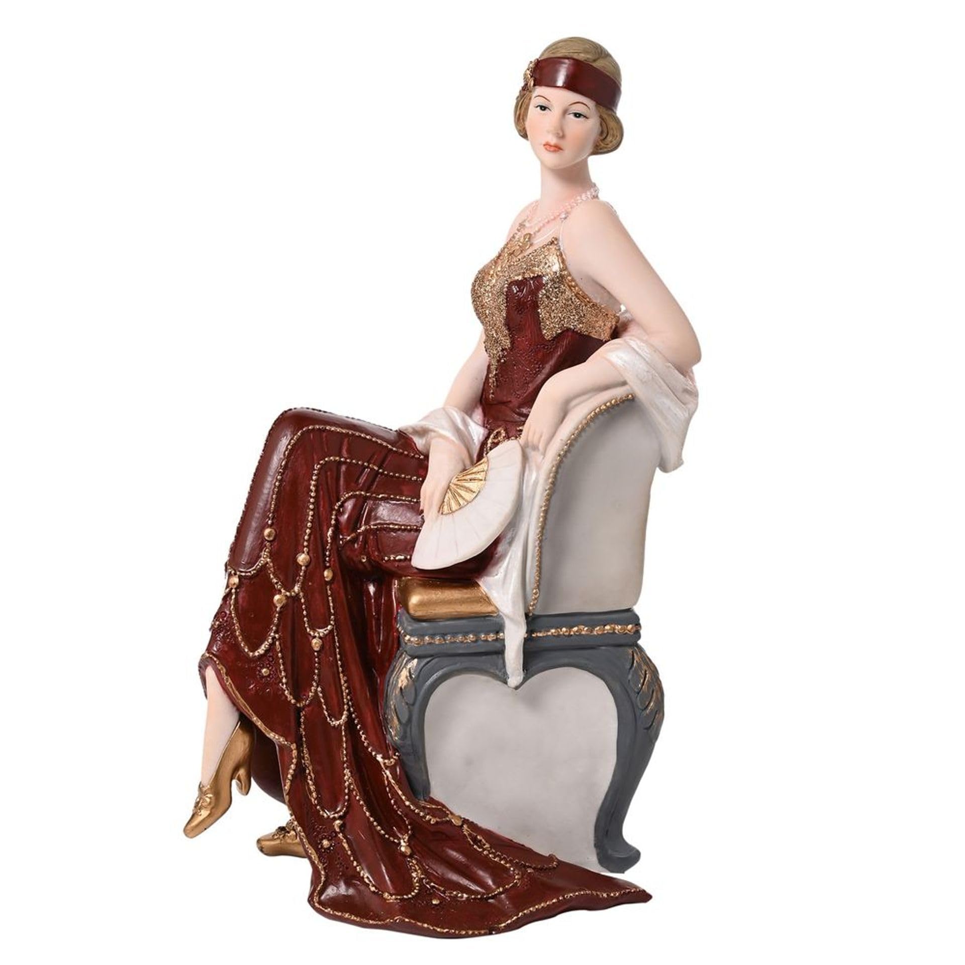 Maisonica Dark Berry Broadway Belles Collectable Figurine Ornament Red W Chair - Charlotte Sitting 26Cm
