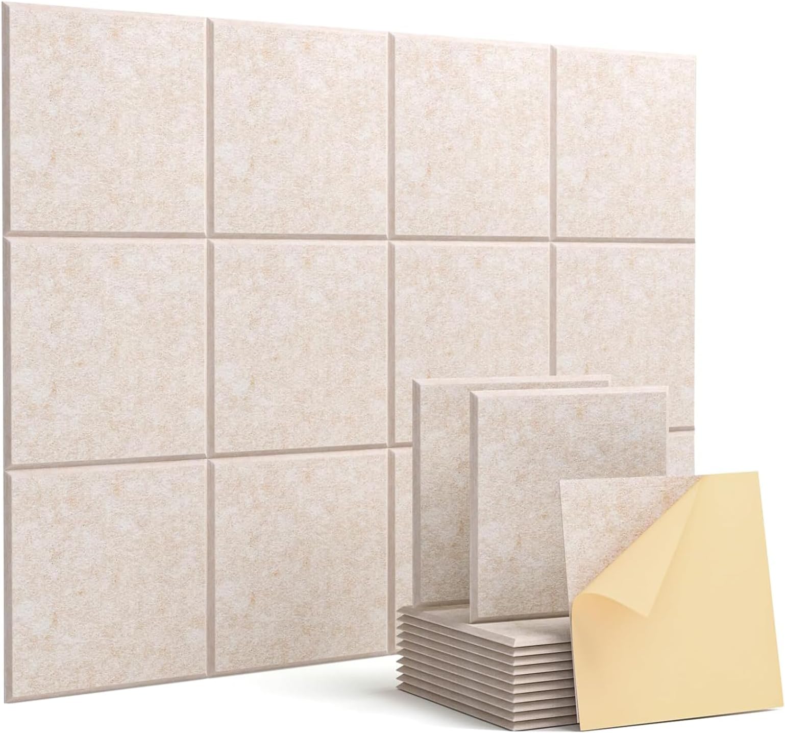 12 Pack Acoustic Panels, Acoustic Foam Sound Absorbing Self-Adhesive for Wall, High Desnsity Soundproof Wedges for Studio Home Office, 30 * 30 * 1Cm