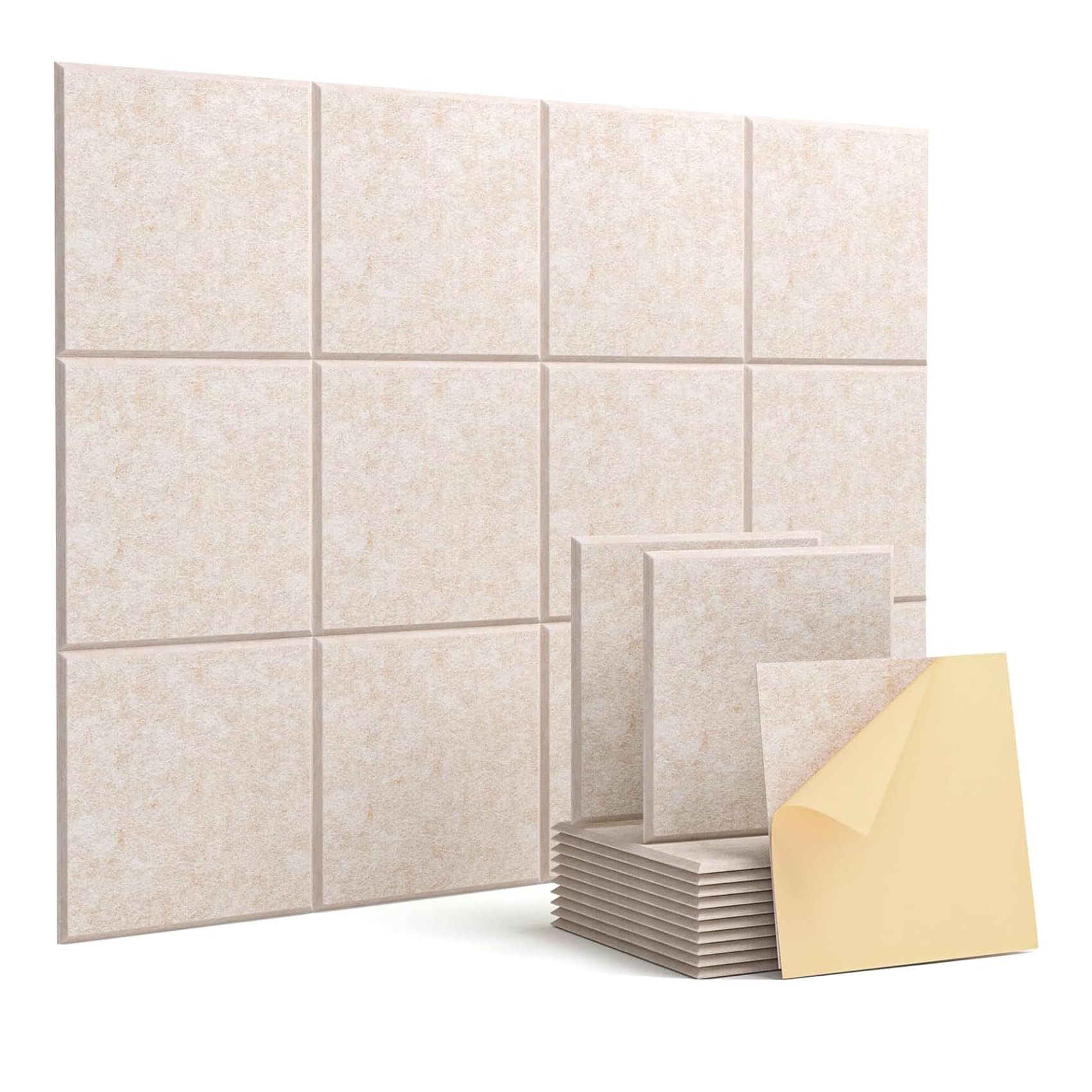 MANYUK 12 Pack Acoustic Panels, Acoustic Foam Sound Absorbing Self-Adhesive for Wall, High Desnsity Soundproof Wedges for Studio Home Office, 30 * 30 * 1Cm