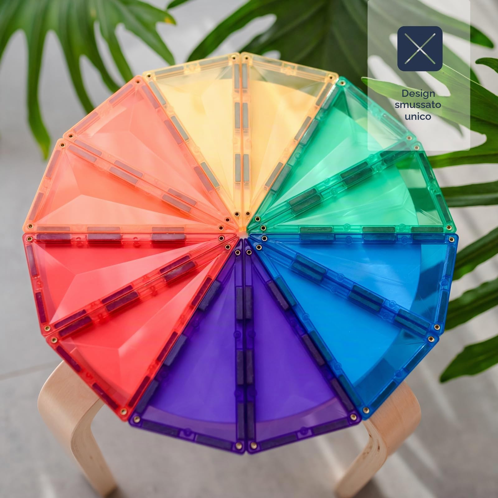 CONNETIX Piastrelle Magnetiche Arcobaleno Pacchetto Geometria, 30 Pezzi