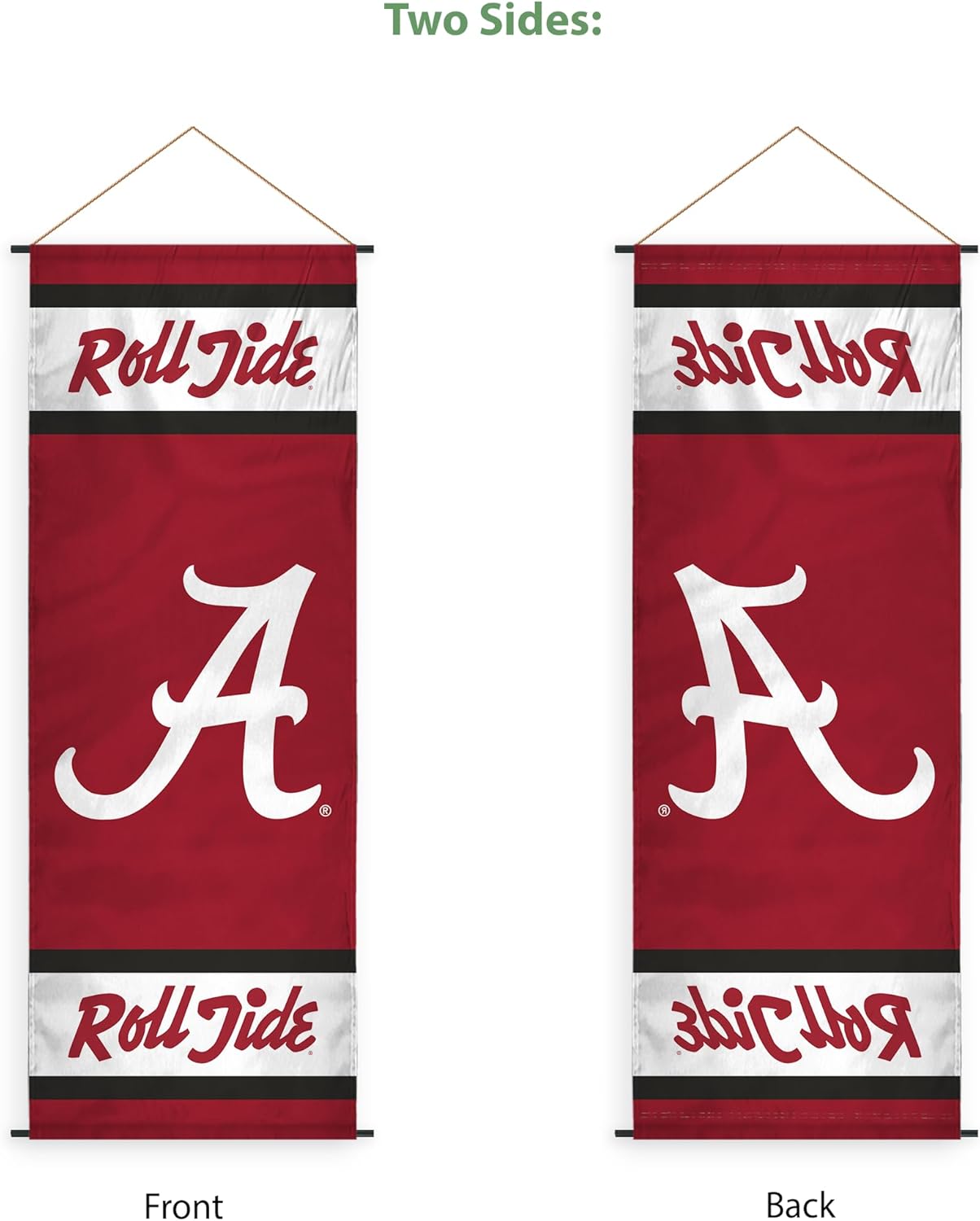 AGAS Alabama University Crimson Tide Banner Scroll Sign 17.5×48 with PVC Poles and Hanging Cord – Polyester NCAA Wall Banner