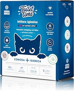 Animal House Toilet Time 6L Bentonite Cat Litter with Activated Carbon, Anti-Static and Safe, Extremely Absorbent, Clumping, Odor Retardant, 5.1 kg (Activated Carbon, 6L) product image