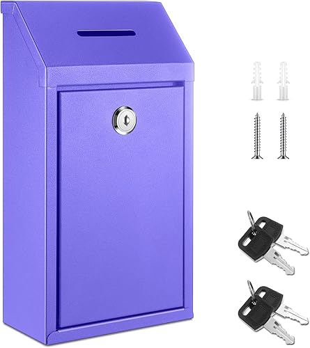 Miniatura 20 de Caja de Donación de Efectivo de Metal Caja de Sugerencias Segura con Candado Buzón Montado en la Pared Contenedor de Boletas de Entrega para Hogar