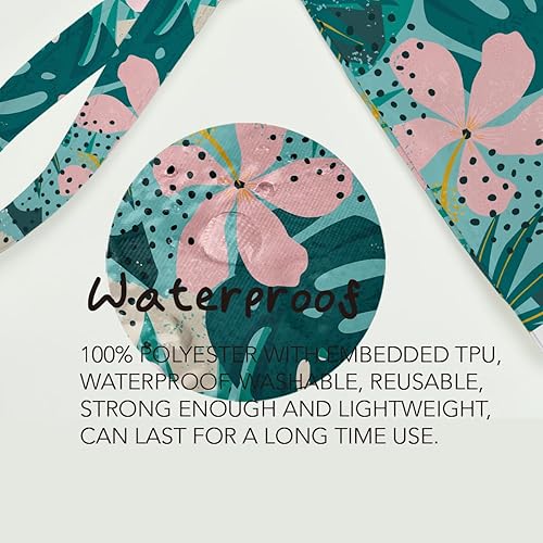 Miniatura 5 de Fokongna Bolsas de cosméticos, bolsas de artículos de tocador, impermeable de gran capacidad de hoja tropical bohemia de la planta de la palma de la