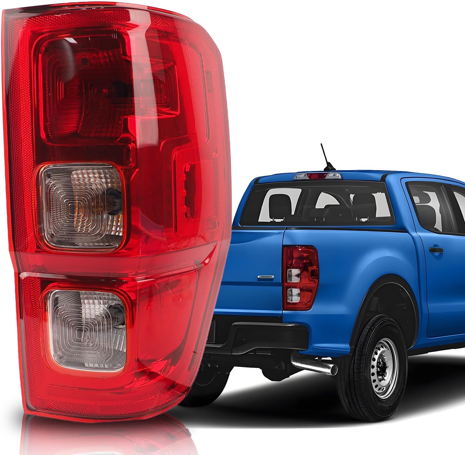 Tail Light Compatible with 2019-2023 Ford Ranger XL Halogen Type w/o Blind Spot Right Passenger Side Replacement for OEM#KB3Z13404F FO2801273