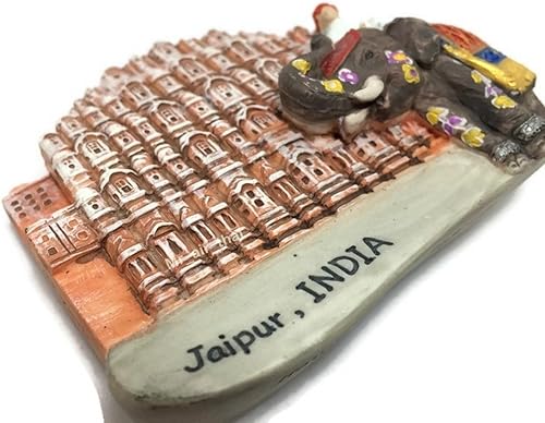 Vista 2 de WitnyStore Pequeño imán de 2 pulgadas del Palacio Hawa Mahal en Jaipur India Miniatura hecha a mano de resina 3D Asia Monumento turístico