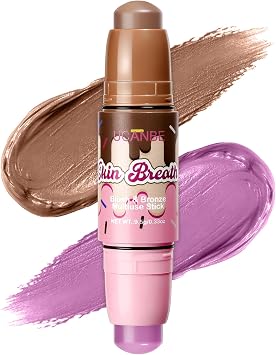 UCANBE Blush & Bronzer Stick, 2-in-1 Multiuse Cream Makeup Stick, Dual-Ended Blush & Contour Stick, Buildable Blendable Cream Formula, Natural Glow Finish, Travel-Friendly 01 LAVENDER