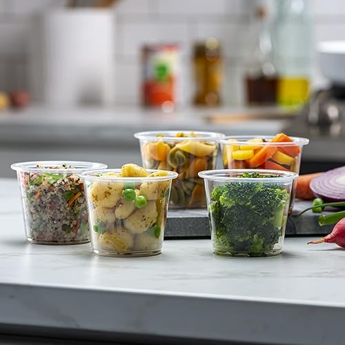 Miniatura 4 de 5 onzas, 200 tazas Vasos de plástico transparente sin tapas, pequeños recipientes para control de porciones, chupitos de gelatina, preparación de