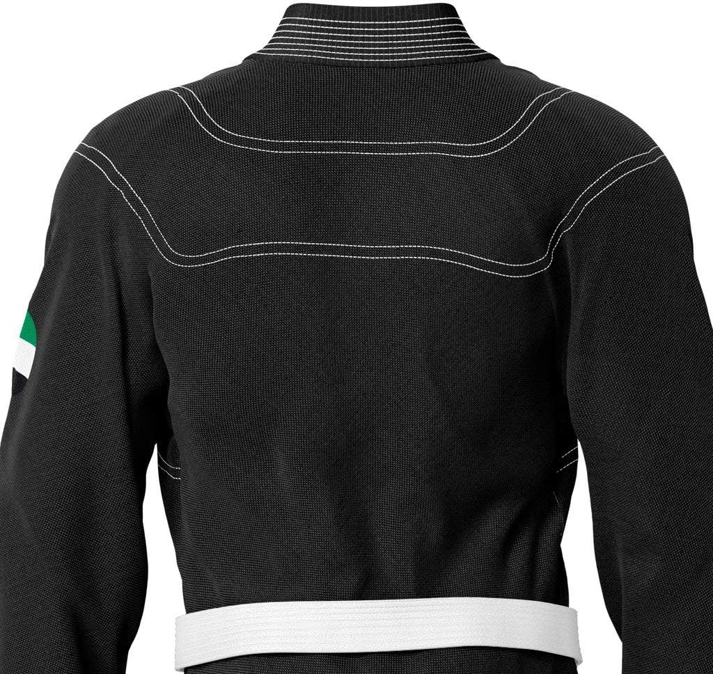 Premium Emirati Black Sublimation Brazilian Pearl Weave Jiu Jitsu Gi - Built in Rash Guard - with Rash Guard Lining (BJJ GI)