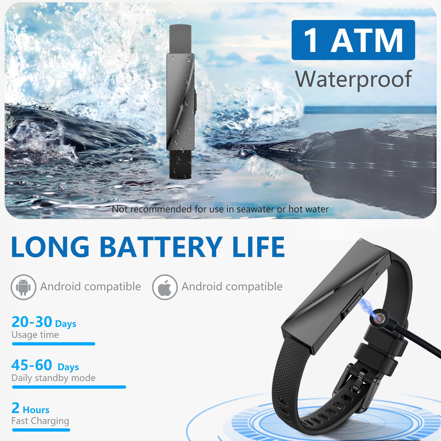 Podomètre Montre Fitness Tracker 170 modes de sport (D-B)