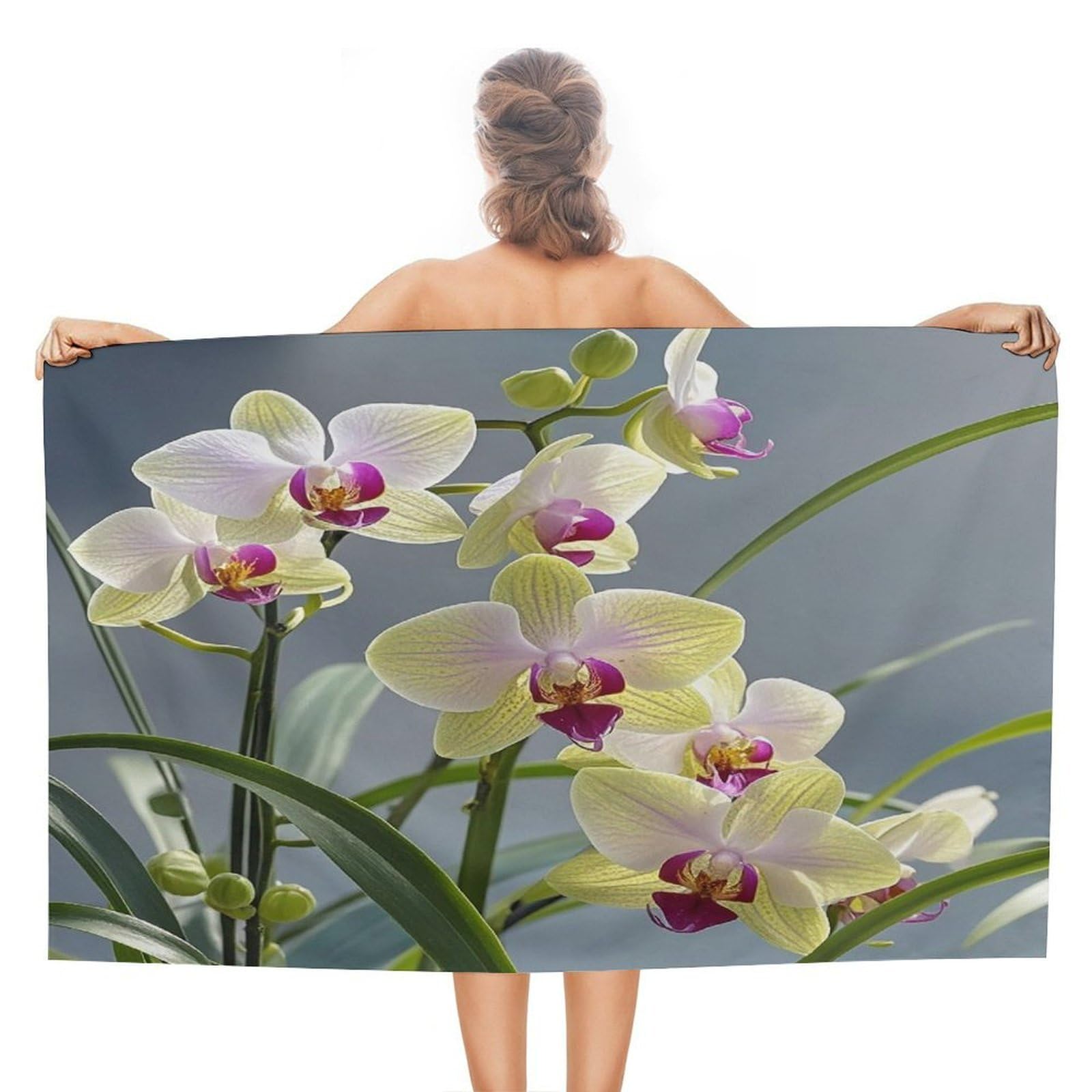 VstaDank Colorful Orchids Flower Bath Towel Stylish Double-Faced Pile Travel Towel Soft Absorbent Beach Towel for Pool Swim Sports Camping Adults Gift 51X31 Inch