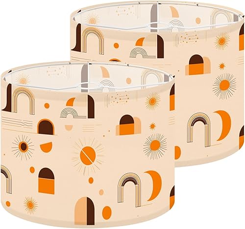 Miniatura 25 de Lamp Shades Set of 2 mid century retro 70s vintage Drum lampshades for Floor Lamps Table Lamps Pendant Light 11"x8.9" Replacement Large Lampshade