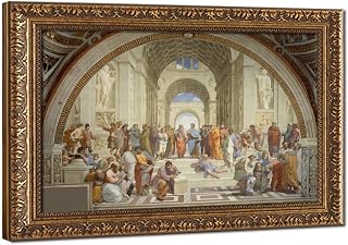 School Of Athens by Raphael Painting Poster Posters Prints Canvas Deco Paintings Vintage Wall Art For Offices Living Rooms And Bedrooms Hanging Frame 16" L X 24" W